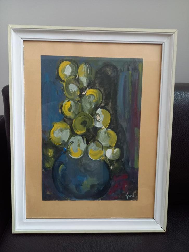 Bloemen in vaas, schilderij in impressionistische stijl., Antiek en Kunst, Kunst | Schilderijen | Klassiek, Ophalen