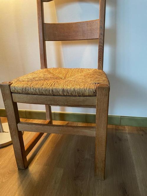 Unieke set 6 vintage eikenhouten stoelen gevlochten zitting, Antiek en Kunst, Antiek | Meubels | Stoelen en Sofa's, Ophalen