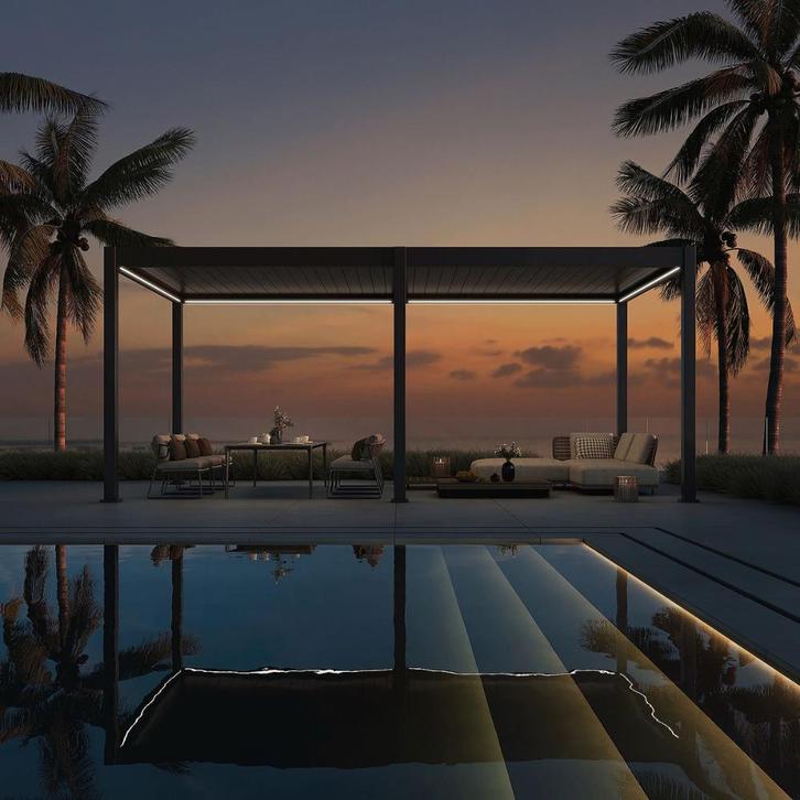 Overkapping Alu 3x6m - Zandgrijs - LED - 6%BTW mogelijk !, Jardin & Terrasse, Verrières, Neuf, Carport, Enlèvement ou Envoi