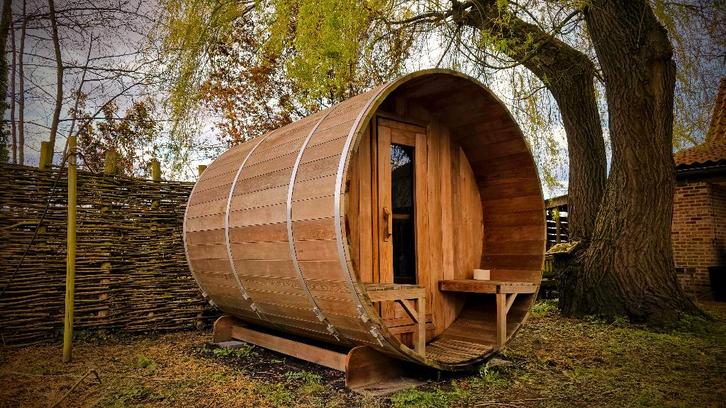 Barrelsauna-Tonsauna Red Cedar, Sport en Fitness, Sauna, Zo goed als nieuw, Complete sauna, Fins of Traditioneel, Ophalen
