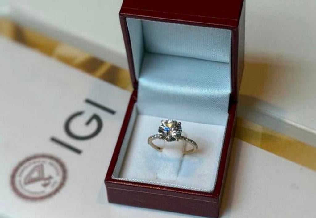 Gouden ring VS1 diamant van maar liefst 3.23ct certificaat!, Bijoux, Sacs & Beauté, Bagues, Neuf, Or, 17 à 18, Jaune