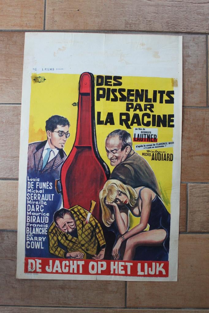 filmaffiche Louis De Funes des pissenlits... filmposter, Collections, Enlèvement ou Envoi, Rectangulaire vertical, A1 jusqu'à A3