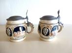 2 Duitse bierpullen met deksel, Antiek en Kunst, Ophalen