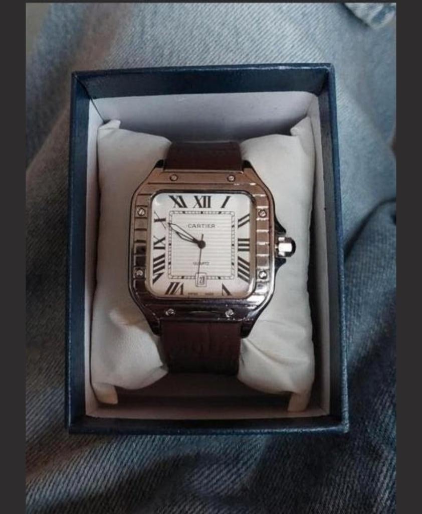 Bracelet de montre Zgan Catier Santos 41 mm avec fermoir pap, Montre-bracelet, Autres marques, Enlèvement ou Envoi, Cuir