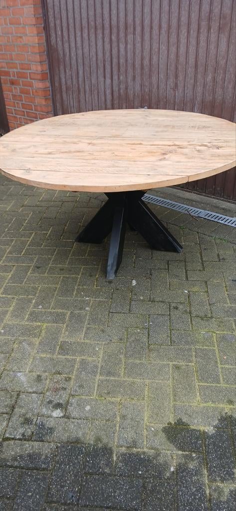 Table ronde, vieux bois d'échafaudage, diamètre 150 cm, Enlèvement, Bois