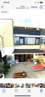 Zonnenscherm 3900 bij3000 doek kleur zwart bak dicht, Tuin en Terras, Ophalen, Elektrisch, Zo goed als nieuw, 250 cm tot 450 cm