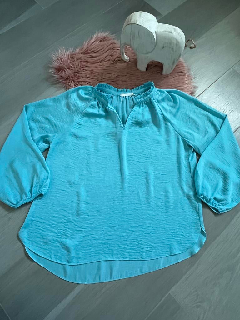 Turquoise blouse, Ophalen of Verzenden, Zo goed als nieuw, Maat 38/40 (M)