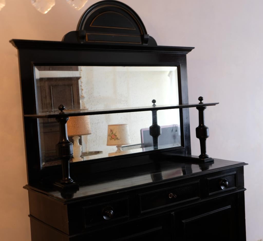 meuble laqué noir, Maison & Meubles, Armoires | Buffets, Utilisé, Avec tiroir(s), Avec porte(s), Avec tablette(s), Enlèvement