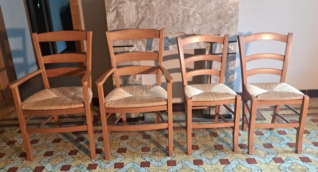 4 chaises assise osier, Maison & Meubles, Enlèvement, Comme neuf, Bois, Quatre