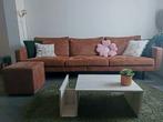 Zetel 4-zit cognac met bijhorende poef, Huis en Inrichting, Ophalen