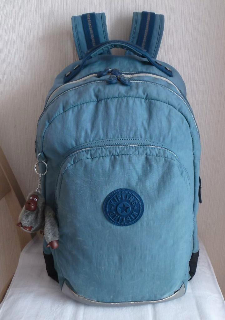 Grote doorzichtige rugzak met petrol+aap (A4 OK), Handtassen en Accessoires, Tassen | Rugtassen, Gebruikt, Kipling, 25 tot 40 cm