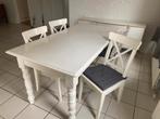 Witte tafel met 4 stoelen, Huis en Inrichting, Ophalen, Gebruikt