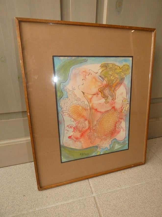 Jean Stevo (1914-1974).aquarel., Antiek en Kunst, Kunst | Tekeningen en Fotografie, Ophalen of Verzenden