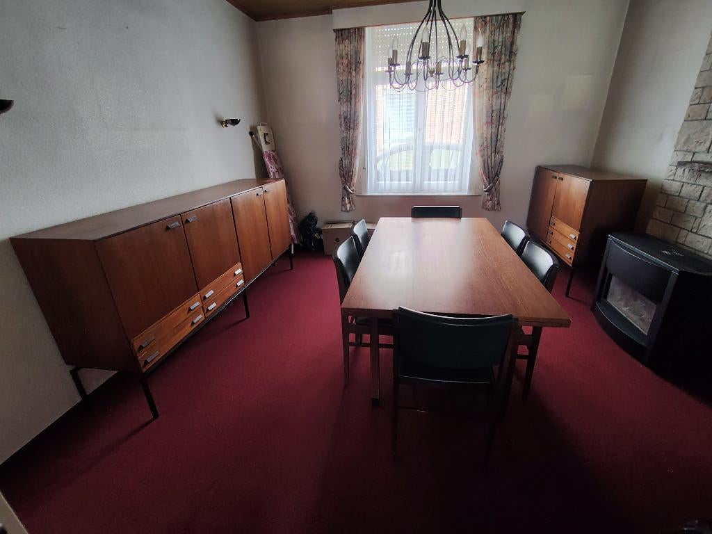 ENSEMBLE VINTAGE 50/60 MEUBLES TABLE BAR BUFFET 6 CHAISES, Maison & Meubles, Teck, Cinq personnes ou plus, SCANDINAVE, Enlèvement