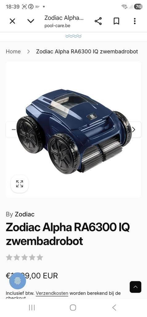 Zwembadrobot zodiac 6300IQ, Ophalen