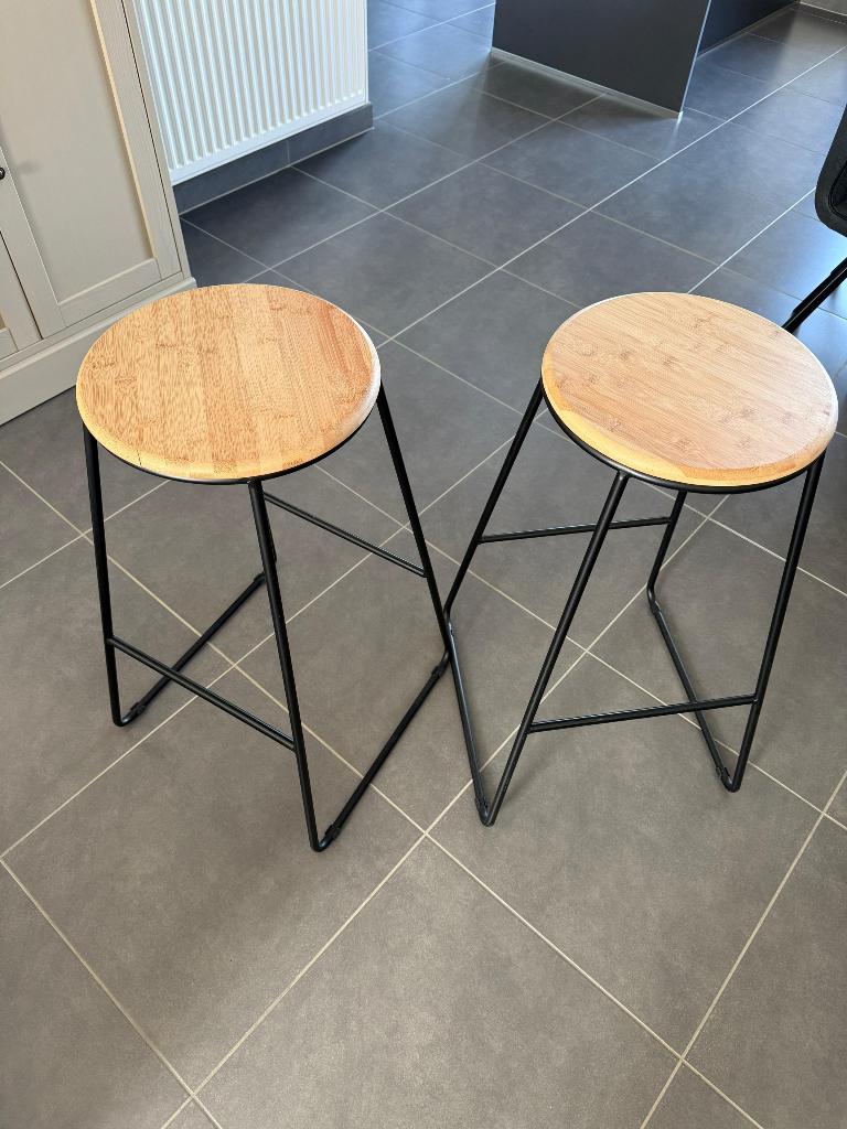 Tabourets de bar (lot de deux), Maison & Meubles, 2 tabourets, Comme neuf, Enlèvement, Bois