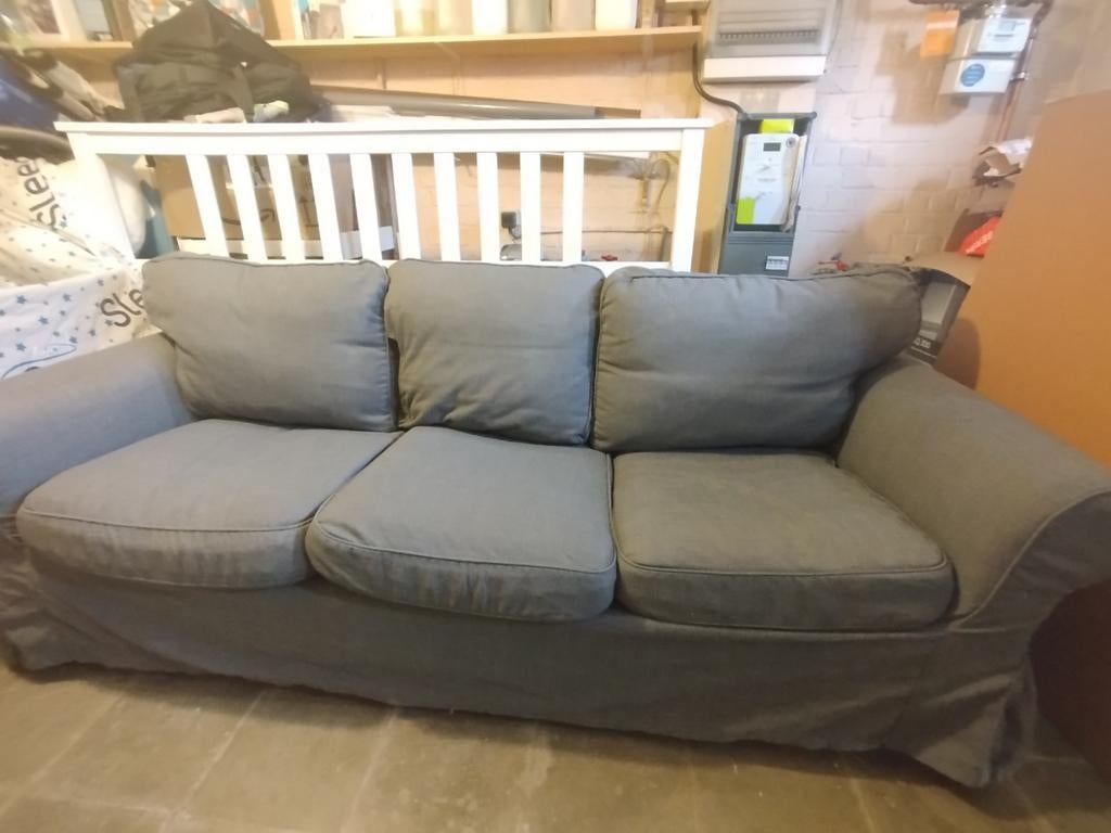 Canapé 3 places IKEA Ektorp — Gris foncé, Trois personnes, Moins de 75 cm, 200 à 250 cm, Banc droit