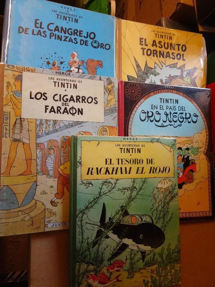 5 BD Tintin (Langue espagnole) - Hergé -, Livres, BD, Utilisé, Plusieurs BD, Enlèvement ou Envoi