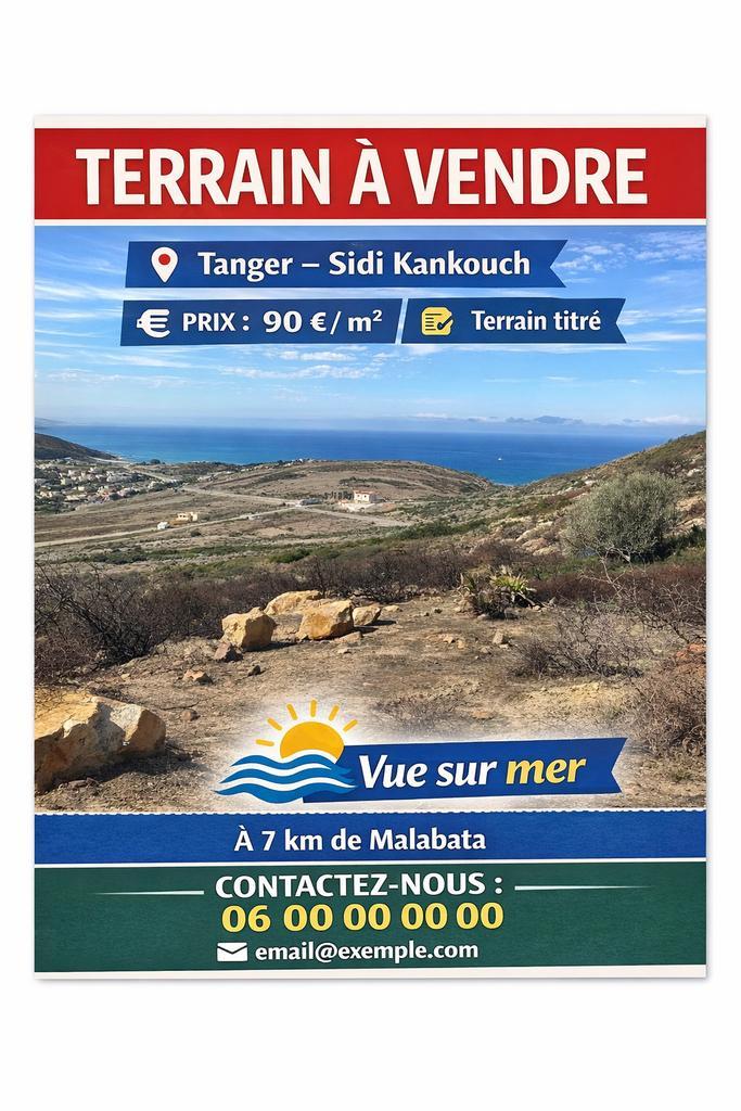 Terrain  à Tanger maroc vue sur mer, Immo, Gronden en Bouwgronden