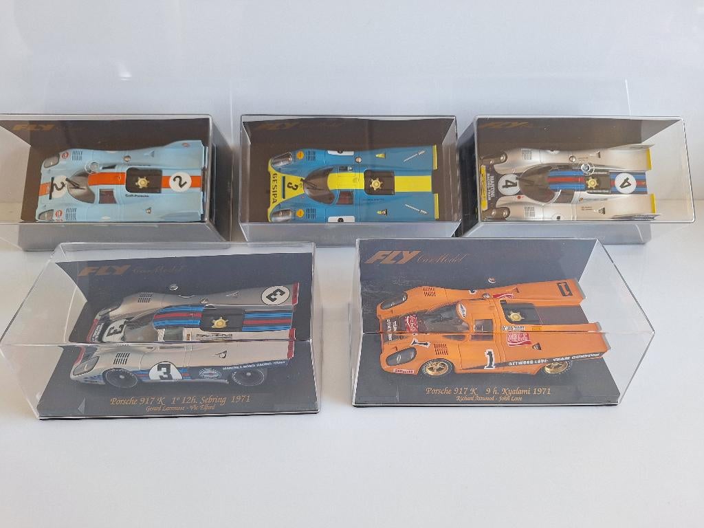 Fly 5X Porsche 917-k Slotcars zie omschrijving Nieuw in Doos, Neuf, Autres marques, Électrique, Circuit