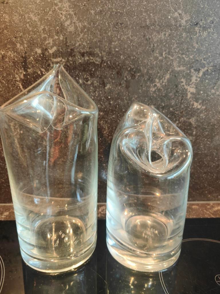 Art Glass, Jeff Raes, 2 vases  design extraordinaire signés, Enlèvement ou Envoi