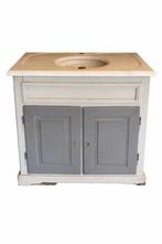 Natuurstenen wasbak in houten kast, Doe-het-zelf en Bouw, Ophalen, Gebruikt, Steen, Wastafel