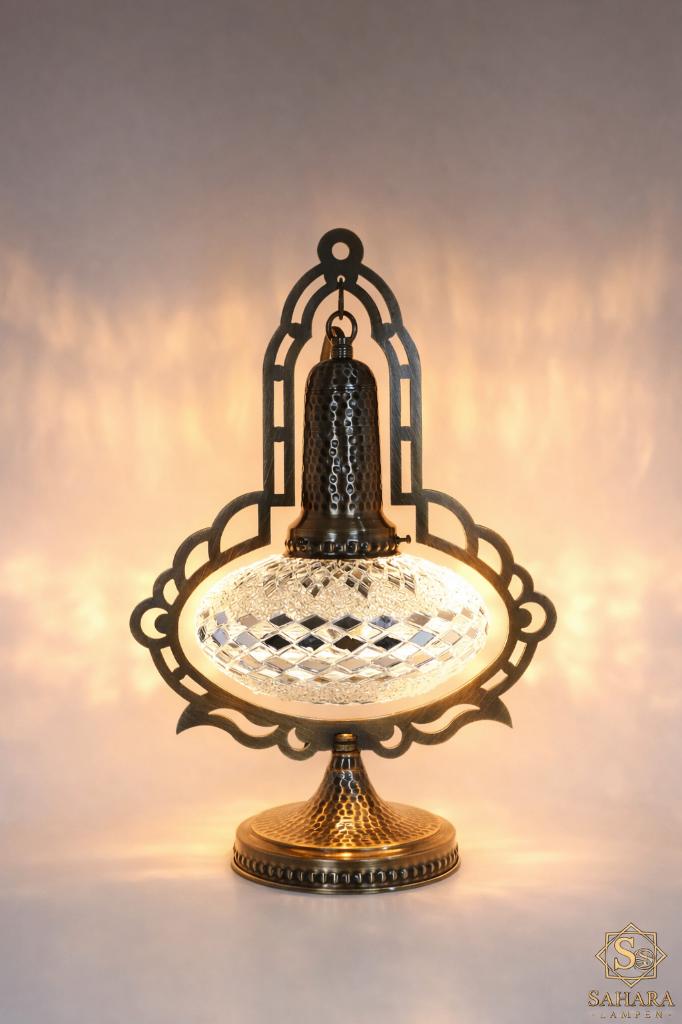 Stijlvolle Turkse tafellamp H: 41cm B: 19cm, Maison & Meubles, Lampes | Lampes de table, Neuf, Moins de 50 cm, Verre, Métal, Enlèvement ou Envoi