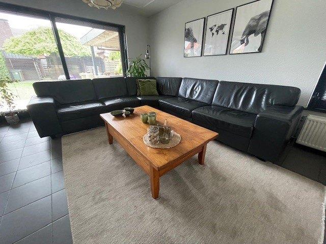 Lederen hoekbank, Maison & Meubles, Canapés | Salons, 75 à 100 cm, Quatre personnes ou plus, Enlèvement, Utilisé