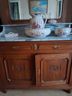 Meuble avec miroir, commode, lavabo avec dessus en marbre, Antiquités & Art, Enlèvement