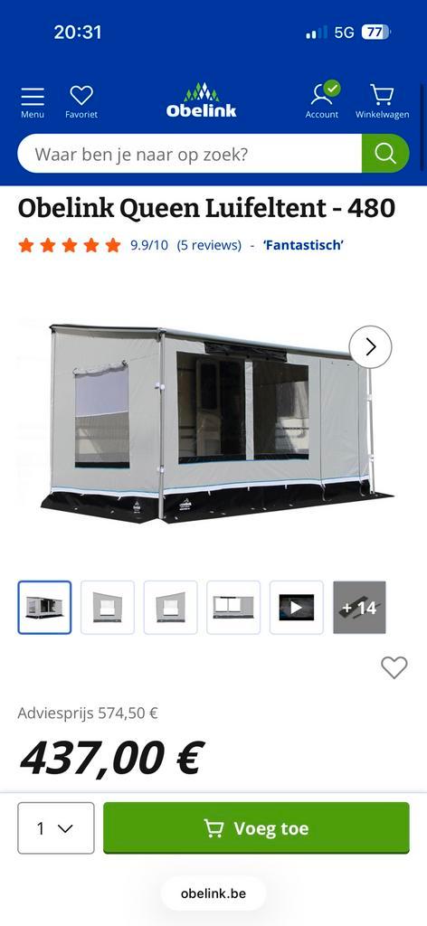 Nieuw luifeltent obelink Queen 480, Caravanes & Camping, Meubles de camping, Neuf, Enlèvement