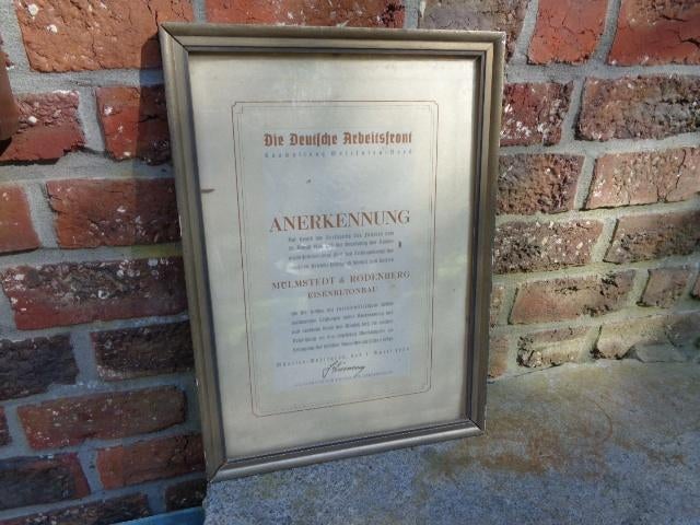 Zoldervondst uit D privaat , certificaat orig. ingekaderd, Collections, Objets militaires | Seconde Guerre mondiale, Enlèvement ou Envoi