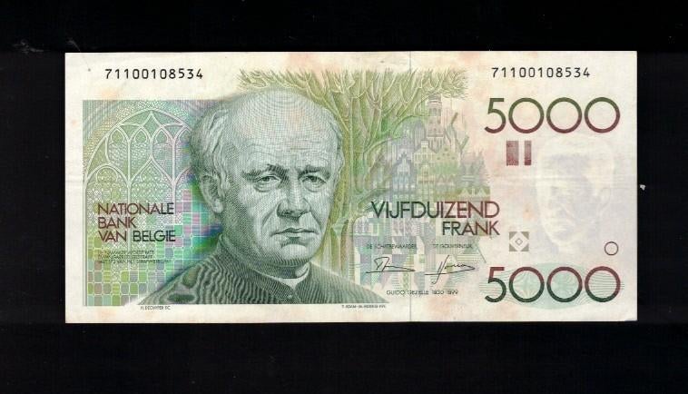 Bankbiljet België 5000 Frank - Guido Gezelle, Ophalen of Verzenden, Los biljet