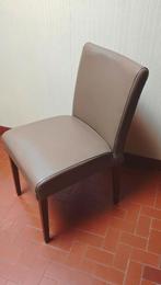 6 Chaises couleur taupe en cuir, Enlèvement, Cuir