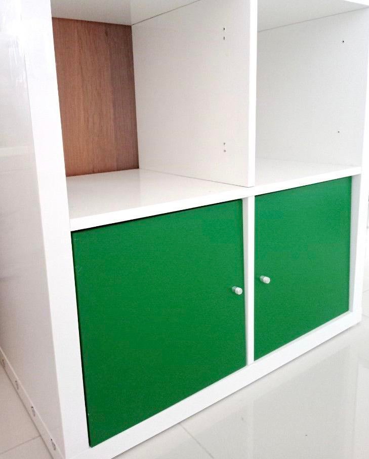 Kallax ikea 4 inserts portes vertes, Ophalen, Zo goed als nieuw