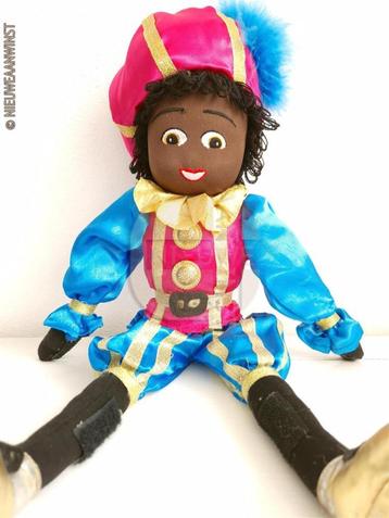 Authentieke etalage zwarte Piet pop - 45cm, lichtblauw/roze beschikbaar voor biedingen
