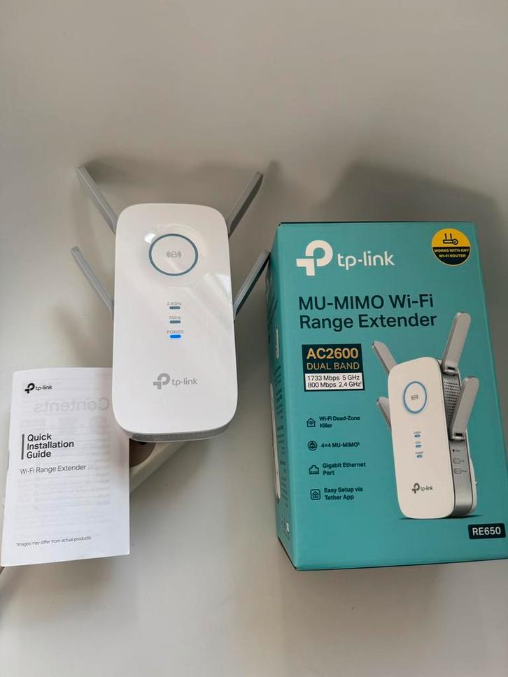 Mu-mimo wifi router/ range extender tp-link re650, Computers en Software, WiFi-versterkers, Zo goed als nieuw, Ophalen of Verzenden