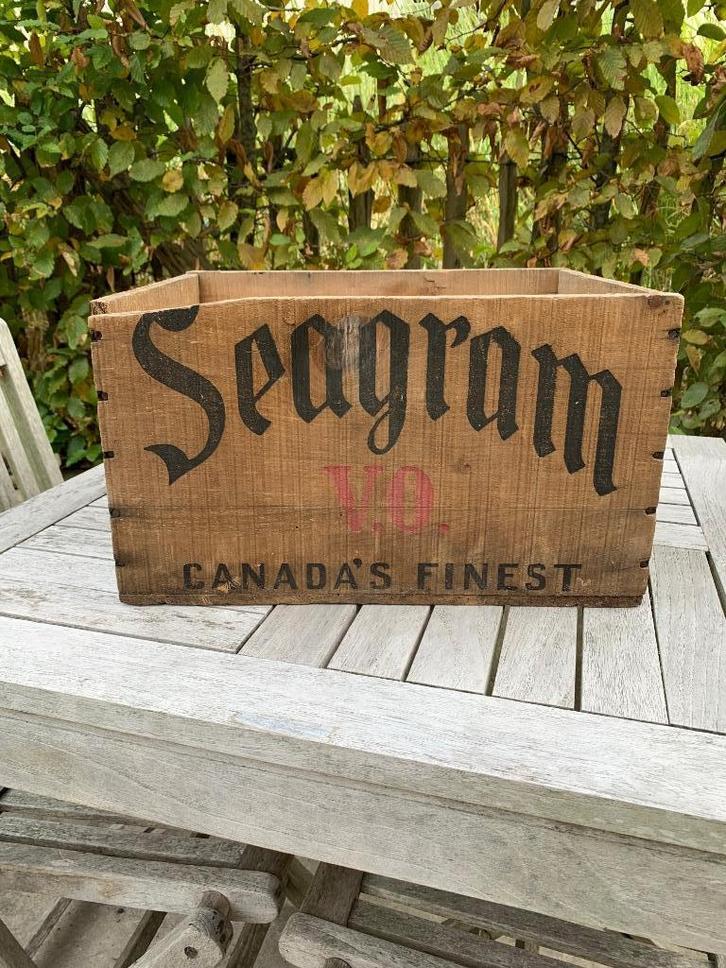 Authentiek krat van Seagram whisky uit 1947, Antiek en Kunst, Curiosa en Brocante, Ophalen of Verzenden