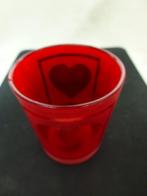 kerst Valentijn 3 glazen potjes voor T lichtje rood met hart, Huis en Inrichting, Nieuw, Overige materialen, Ophalen of Verzenden