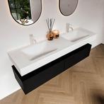 Badmeubel 160cm zwart mat, wastafel en ronde led spiegel, Ophalen, Nieuw, Wastafel