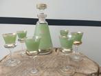Vintage likeur servies in groen granite glas, Enlèvement