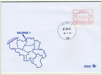 (B) Enveloppe ATM9 FDC 1983 - Deurne 1 (P3009), Enlèvement ou Envoi, Affranchi, Oblitération 1er jour