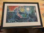Reproductie plus kader Marc Chagall : het Concert, Antiek en Kunst, Kunst | Schilderijen | Modern, Ophalen of Verzenden