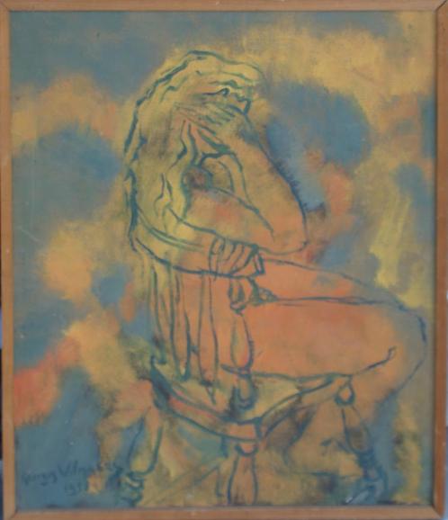 Georges Wilmaers (1900-1996): Zittende vrouw (O/D, 39x47cm), Antiek en Kunst, Kunst | Schilderijen | Klassiek, Ophalen of Verzenden