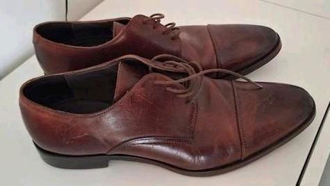 Richelieu Minelli bruine leren herenschoenen/ T.44, Kleding | Heren, Schoenen, Zo goed als nieuw, Bruin, Ophalen