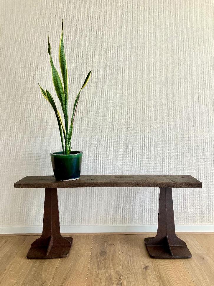 Infustriële bank (123cm lang), Antiek en Kunst, Antiek | Meubels | Stoelen en Sofa's, Ophalen