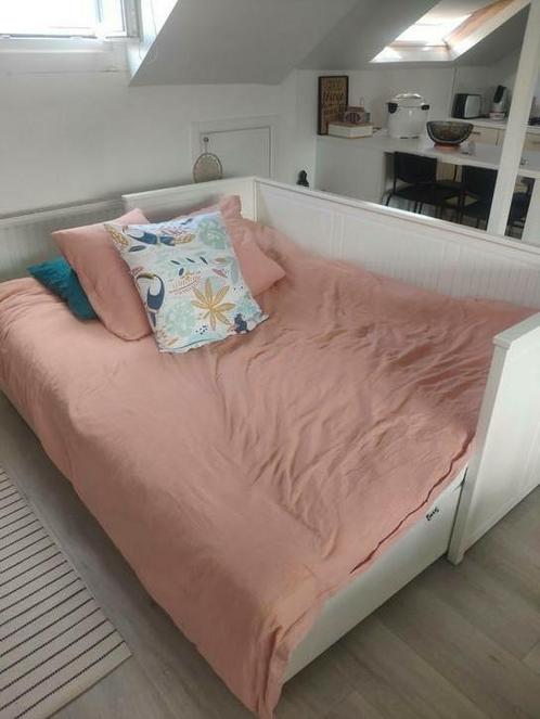Lit Banquette 2 places Ikéa, Huis en Inrichting, Slaapkamer | Slaapbanken, Zo goed als nieuw, 200 cm, Wit, Ophalen