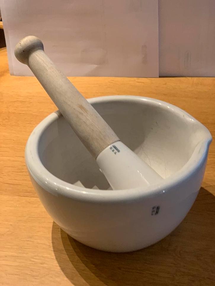 Grote Porceleinen Apothekers Vijzel met Stamper, Huis en Inrichting, Keuken | Keukenbenodigdheden, Gebruikt, Ophalen of Verzenden