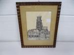 A6546. Gesigneerde Ets Grote Kerk & Bomkade, Antiek en Kunst, Kunst | Etsen en Gravures, Ophalen of Verzenden