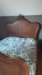 Antieken tweepersoons bed met latoflex, Brun, Enlèvement, Utilisé, Bois