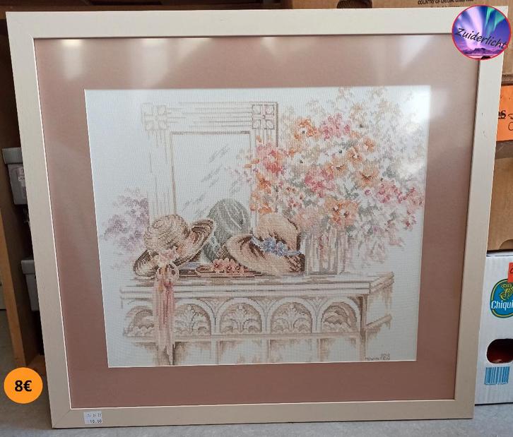 Ingekaderd borduurwerk - MJ Winten 2012, Antiek en Kunst, Kunst | Schilderijen | Klassiek, Ophalen